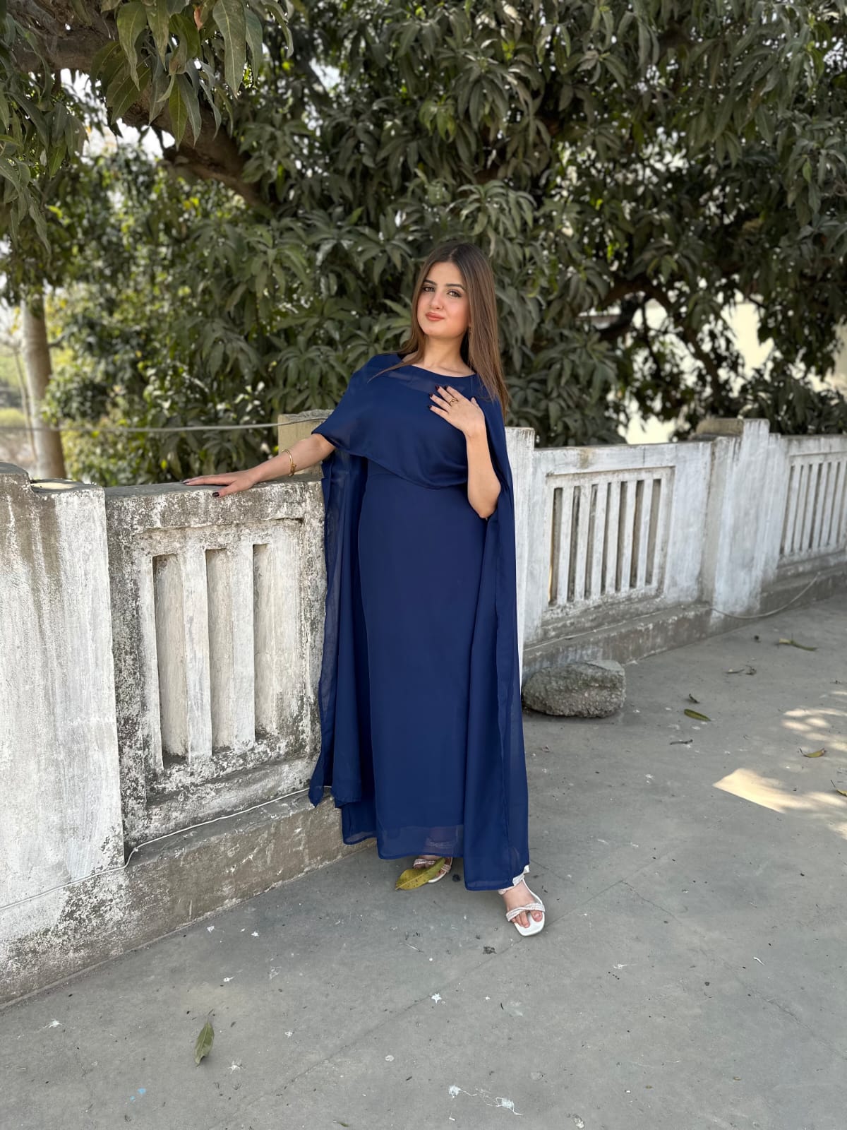 NAVYBLUE CHIFFON CAPE SHAWAL