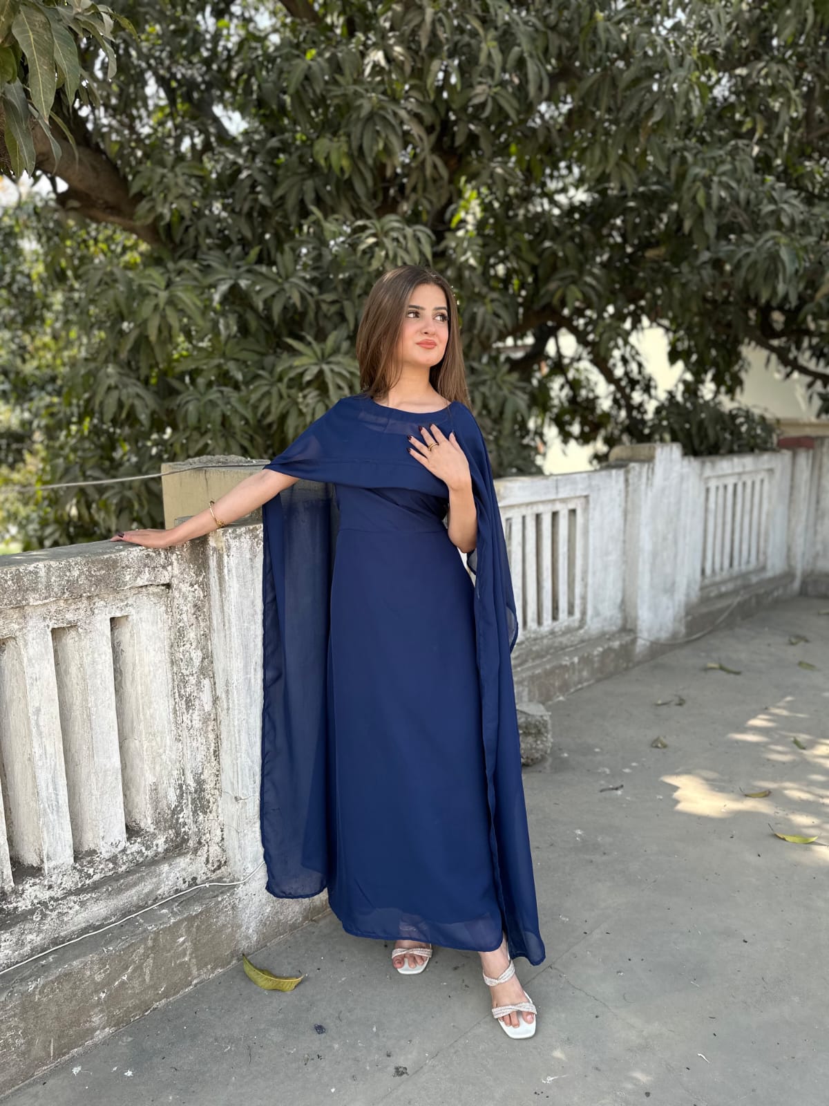 NAVYBLUE CHIFFON CAPE SHAWAL
