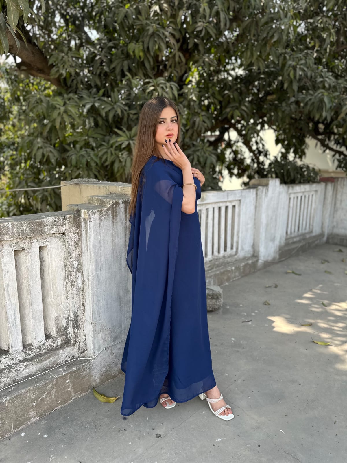 NAVYBLUE CHIFFON CAPE SHAWAL