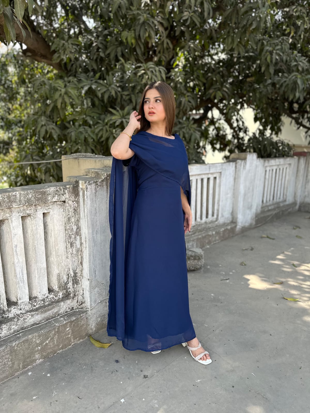 NAVYBLUE CHIFFON CAPE SHAWAL