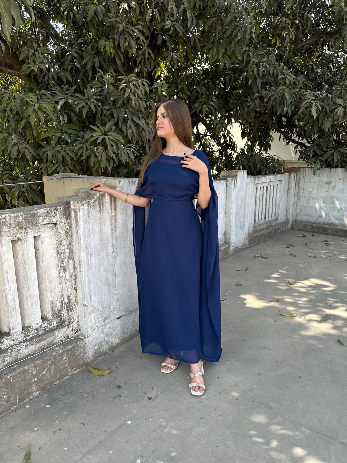 NAVYBLUE CHIFFON CAPE SHAWAL