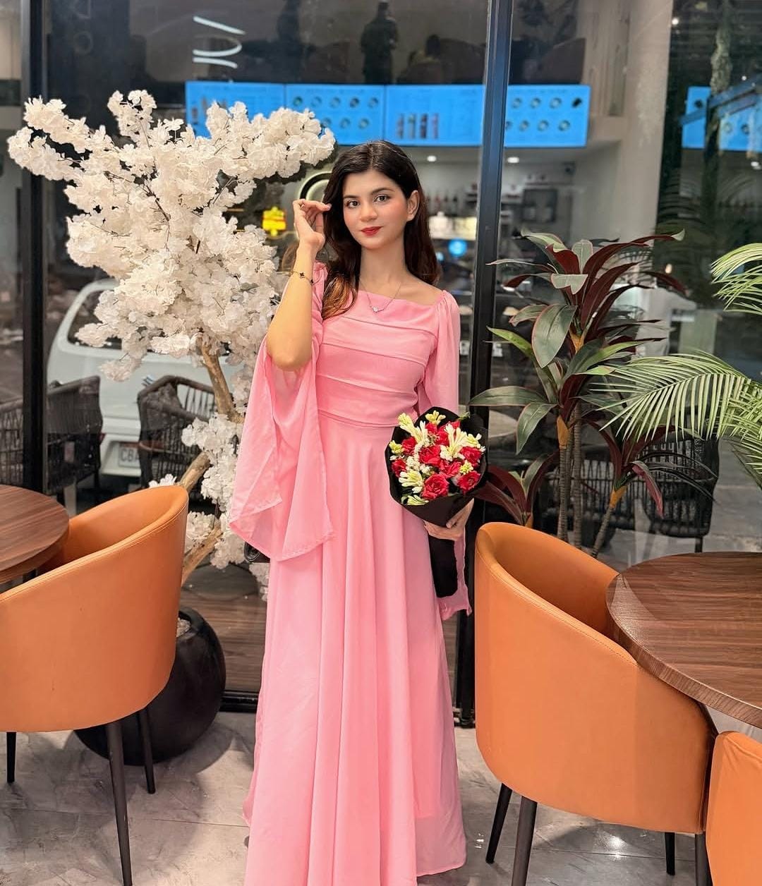 PINK PLEATED LONG SLEEVES