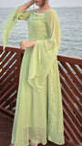 PASTEL GREEN FLIRTY LONG SLEEVES DRESS