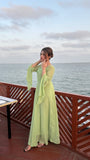 PASTEL GREEN FLIRTY LONG SLEEVES DRESS