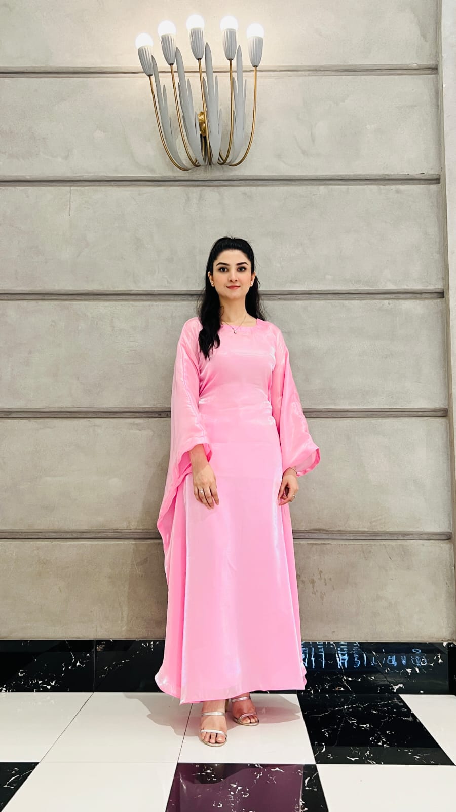 PINK SHEESHA SILK KAFTAN
