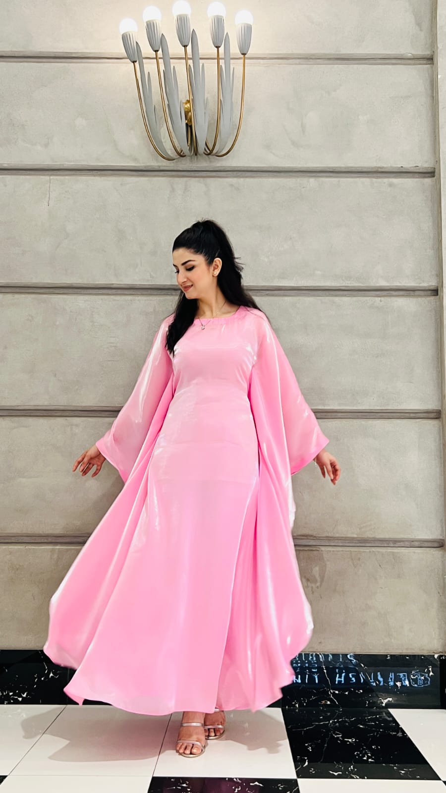 PINK SHEESHA SILK KAFTAN