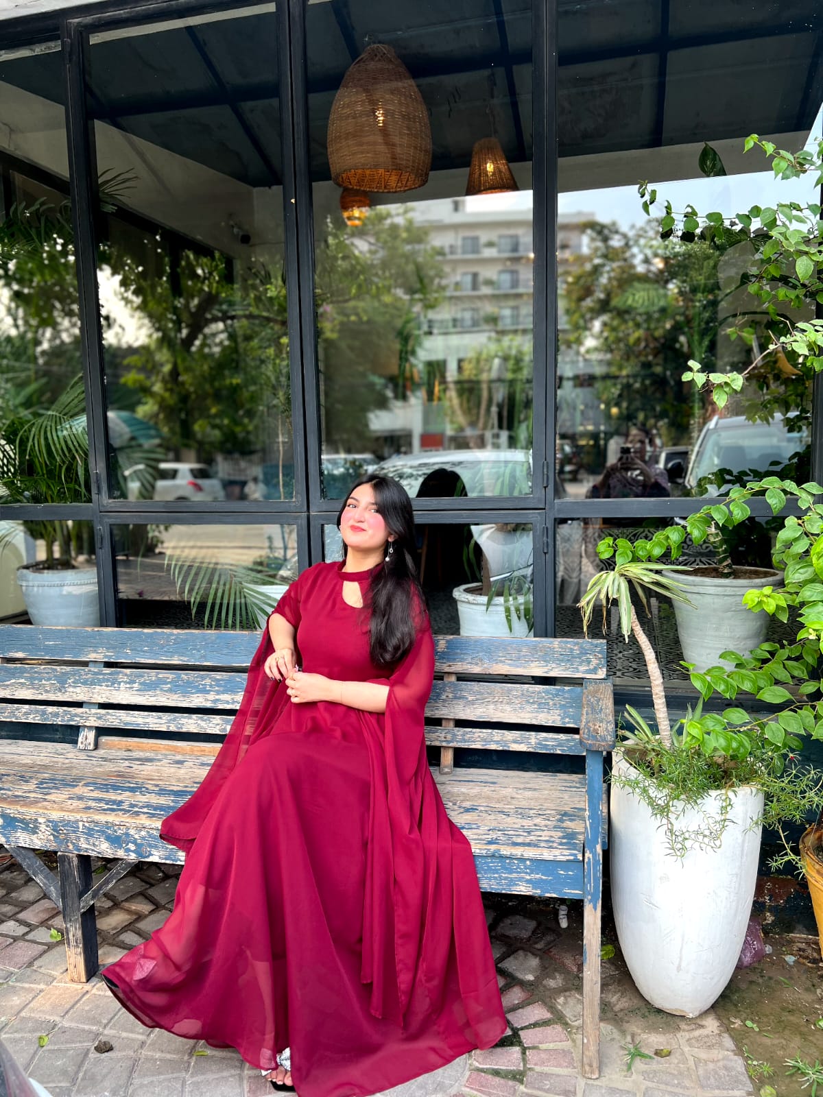 MAROON LONG SLEEVES DRESS