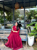 MAROON LONG SLEEVES DRESS