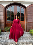 MAROON LONG SLEEVES DRESS