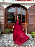 MAROON LONG SLEEVES DRESS