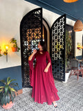 MAROON LONG SLEEVES DRESS