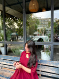 MAROON LONG SLEEVES DRESS