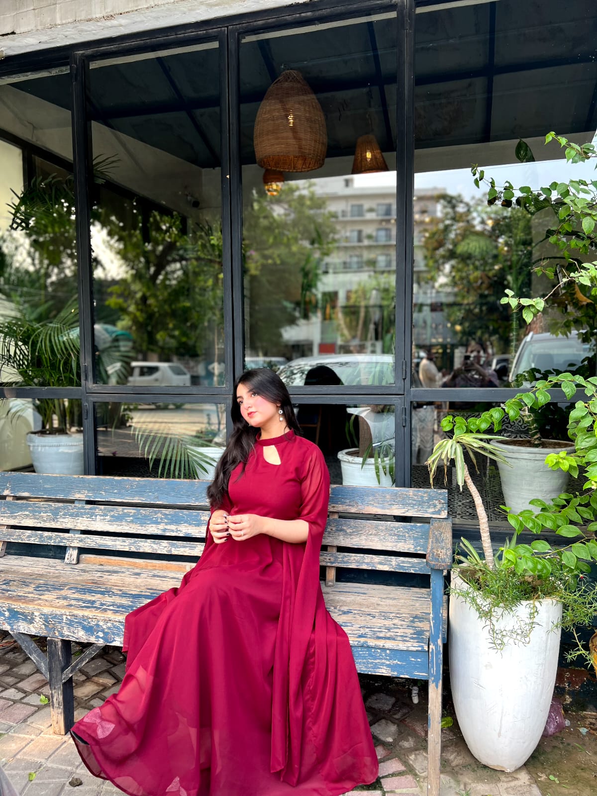 MAROON LONG SLEEVES DRESS
