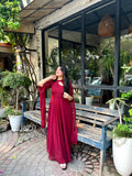 MAROON LONG SLEEVES DRESS