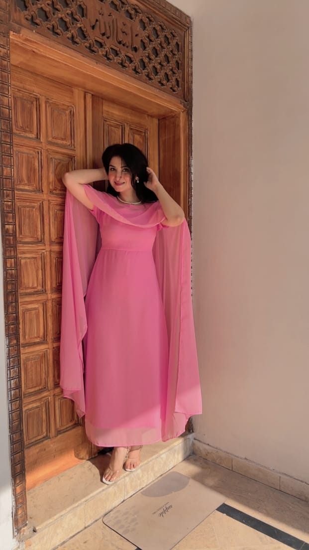 CAPE SHAWL CHIFFON DRESS