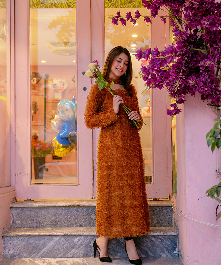 FLUFFY BRONZE BODYCON