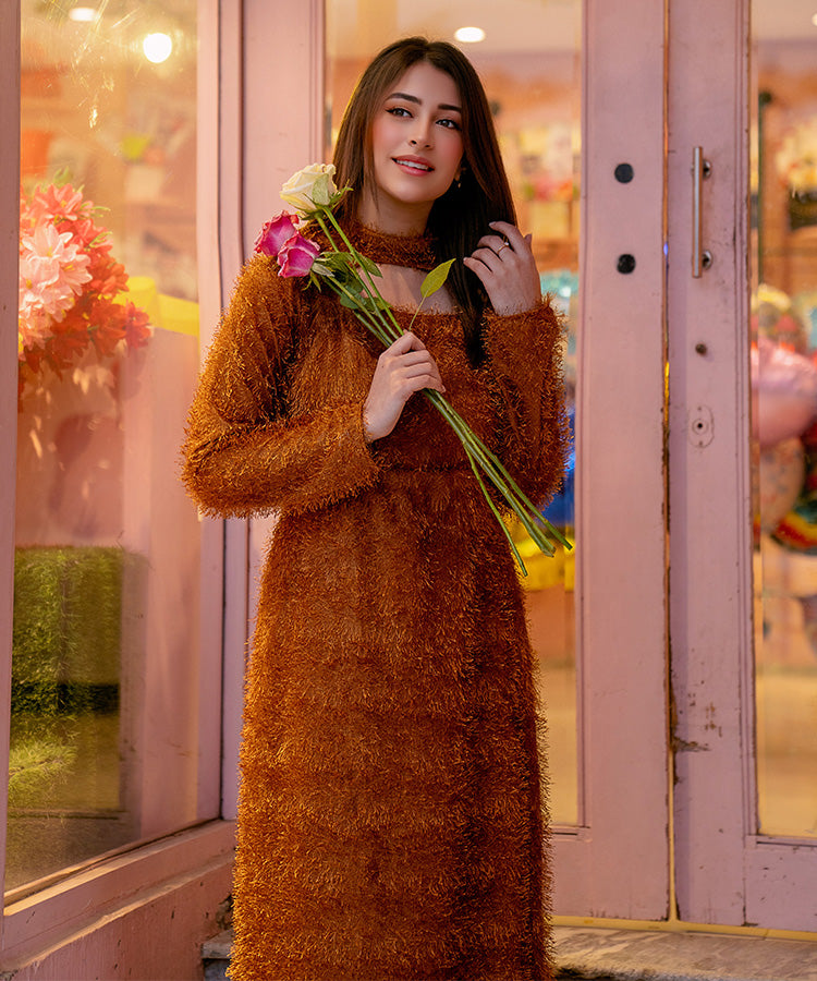 FLUFFY BRONZE BODYCON