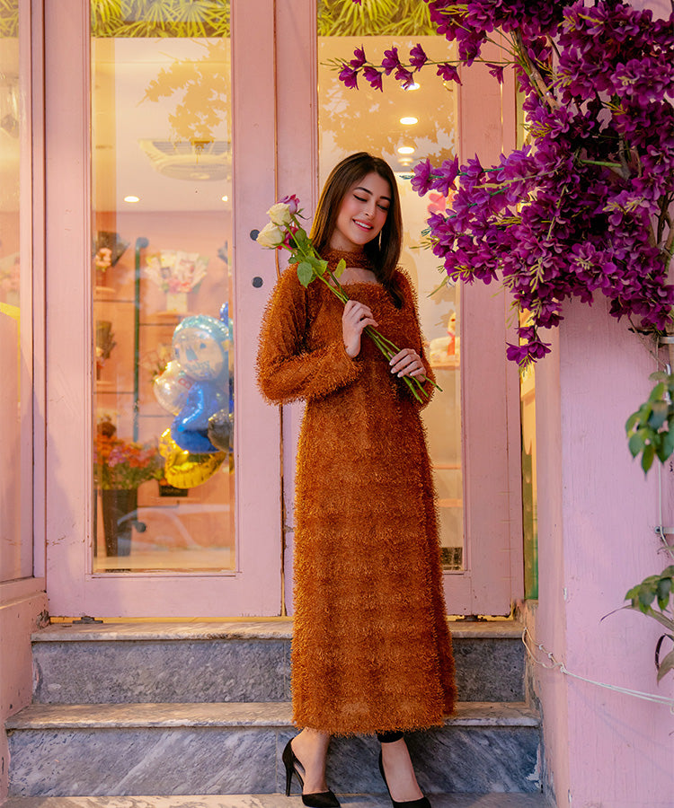 FLUFFY BRONZE BODYCON