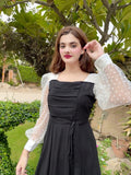 TWO TONE FRONT PLATTED DRESS