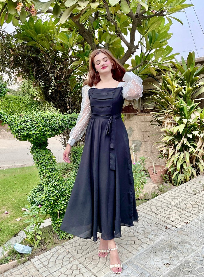 TWO TONE FRONT PLATTED DRESS