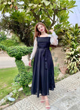 TWO TONE FRONT PLATTED DRESS